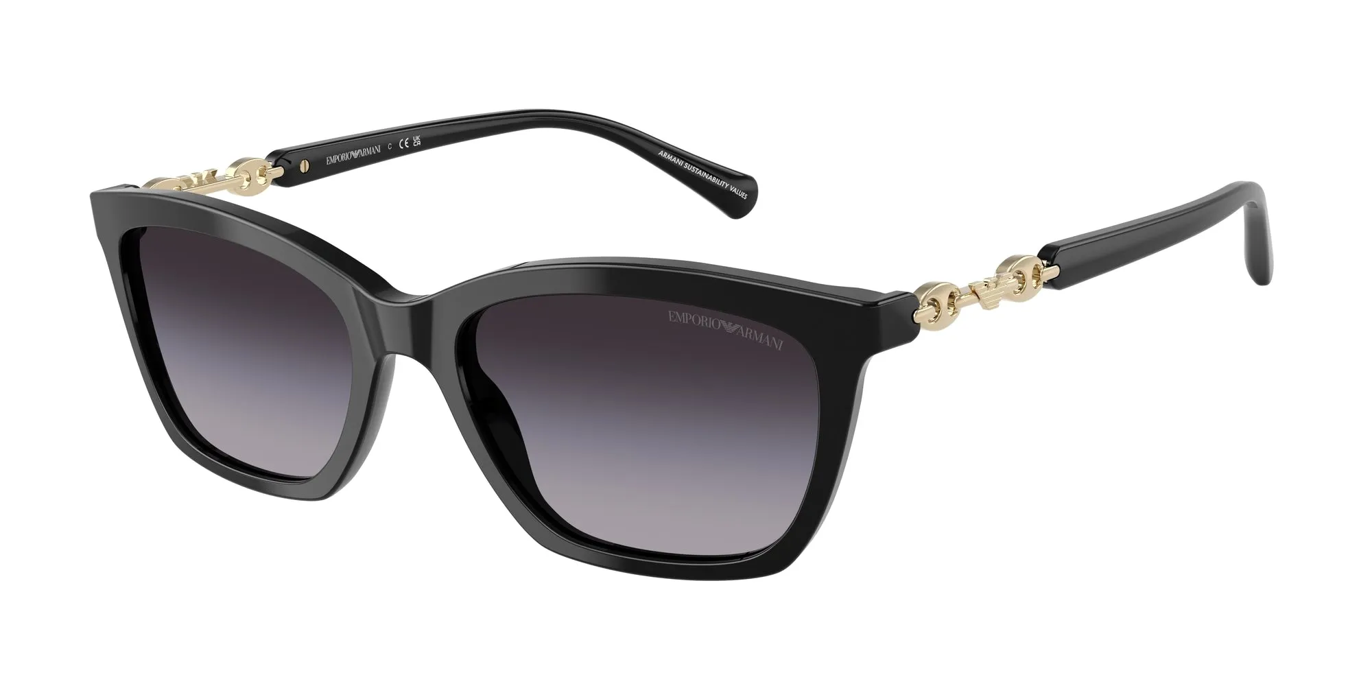 Emporio Armani EA4238 50178G Occhiali da sole Acetato Nero Grigio Cat Eye Normale Sfumato