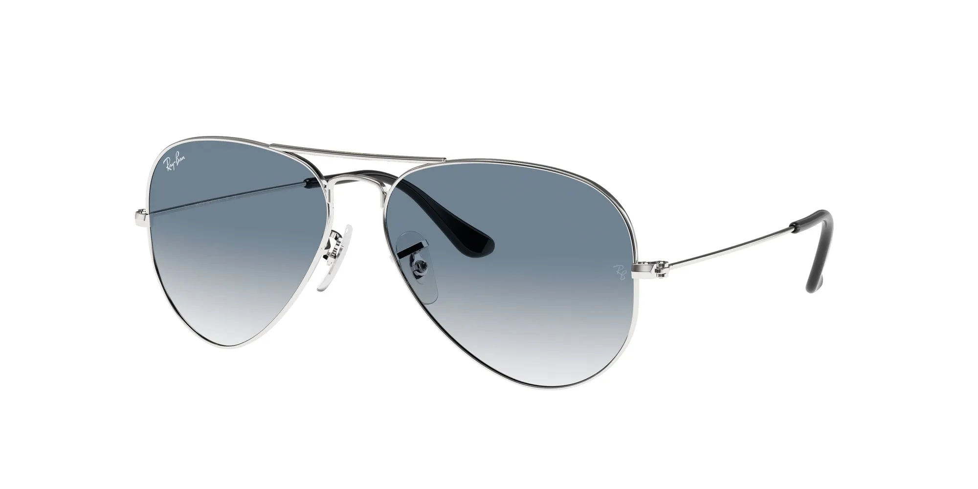 Ray - Ban RB3025 AVIATOR 003/3F Occhiali da sole Metallo Argento Blu Pilot Normale Sfumato