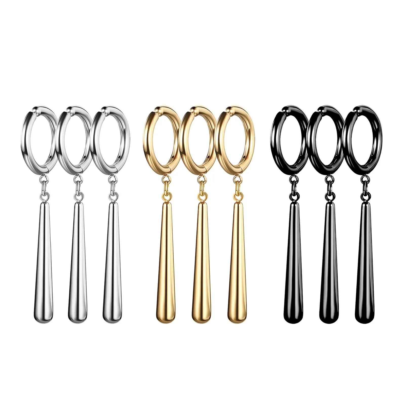 JewelryWe One Piece orecchini da uomo in acciaio inox Roronoa Zoro orecchini a cerchio Huggie orecchini clip on orecchini pendenti anime cosplay gioielli per gli amanti degli anime di Lorenor Zorro