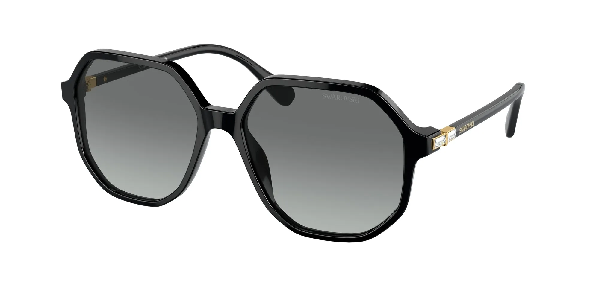Swarovski SK6003 100111 Occhiali da sole Acetato Nero Grigio Geometrica Normale Sfumato