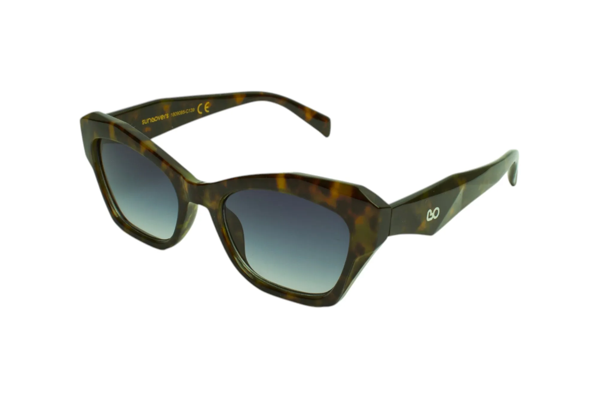 SUN LOVERS Donna Sun Lovers SLS244 Tartaruga verde/Fumo sfumato Occhiali da sole Propionato Tartaruga / Verde Grigio Cat Eye Normale Sfumato