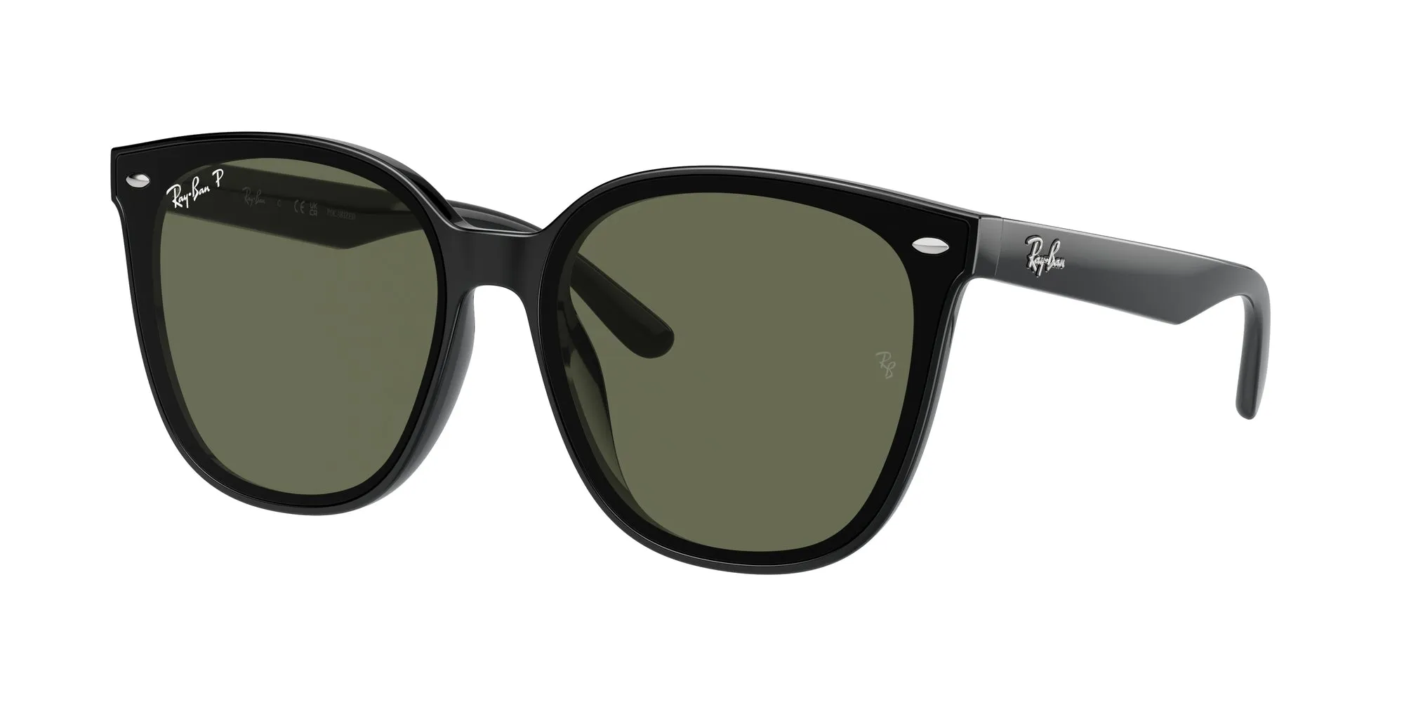 Ray - Ban RB4423D 601/9A Occhiali da sole Iniettato Nero Verde Squadrata Polarizzata Antiriflesso