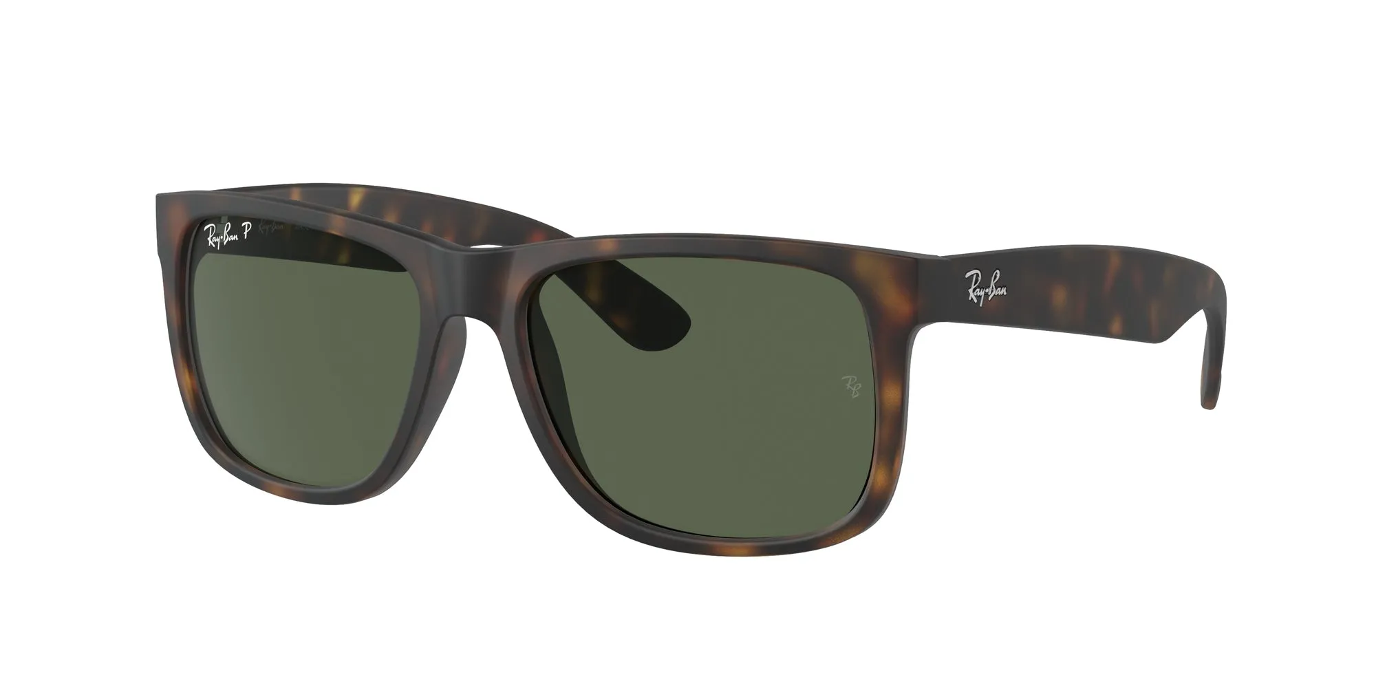 Ray - Ban RB4165 JUSTIN 865/9A Occhiali da sole Nylon Tartaruga Verde Squadrata Polarizzata