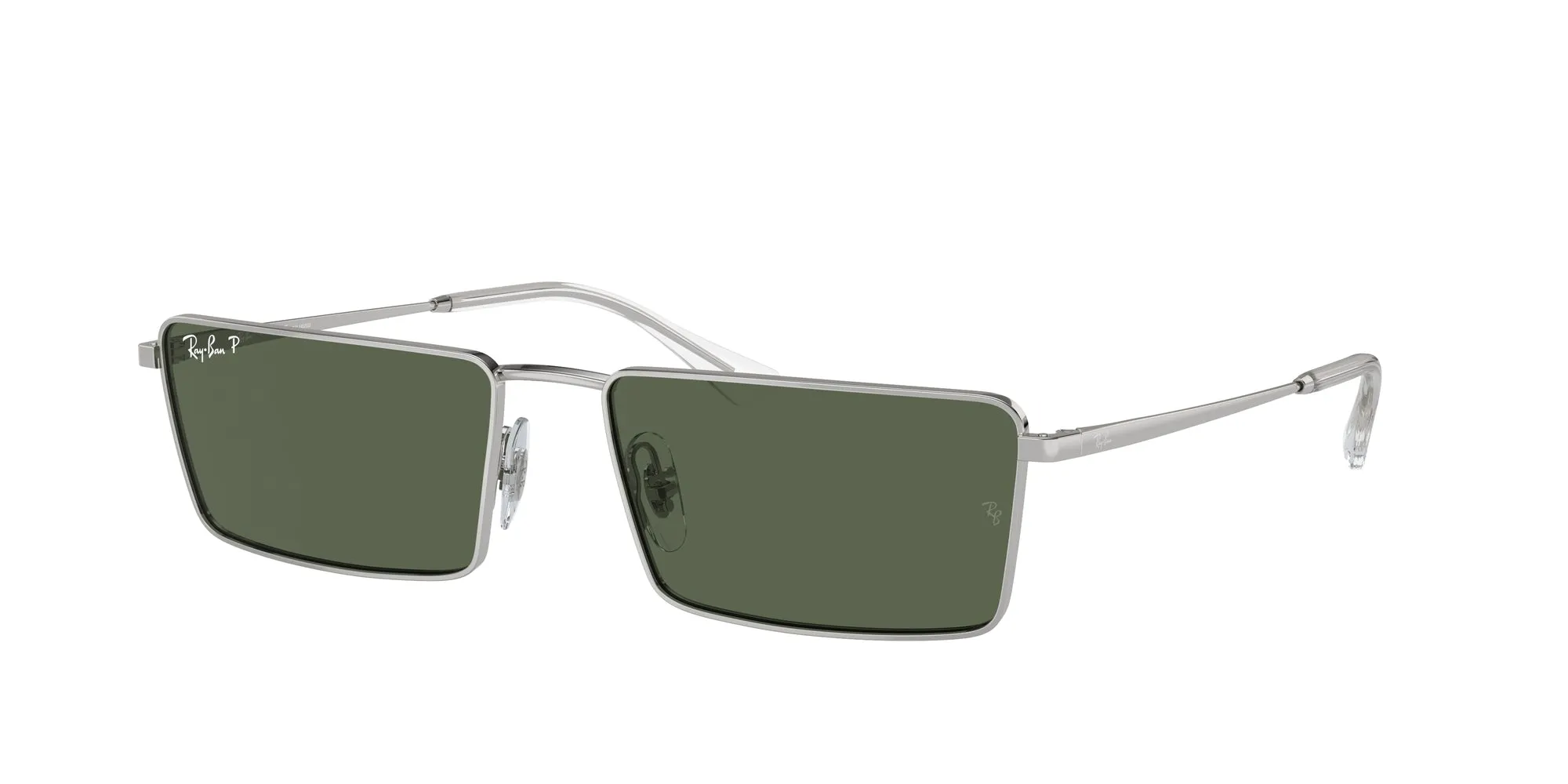 Ray - Ban RB3741 EMY 003/9A Occhiali da sole Metallo Argento Verde Squadrata Polarizzata