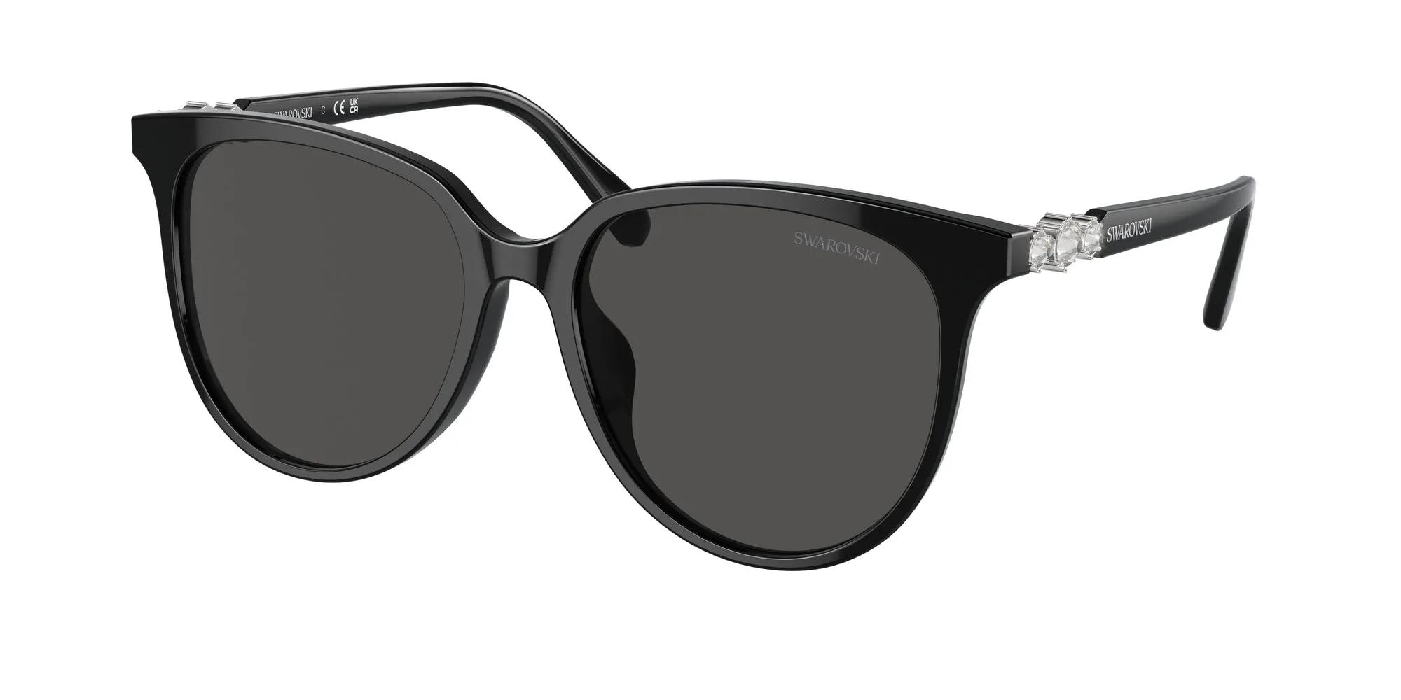 Swarovski SK6023D 100187 Occhiali da sole Acetato Nero Grigio Geometrica Normale