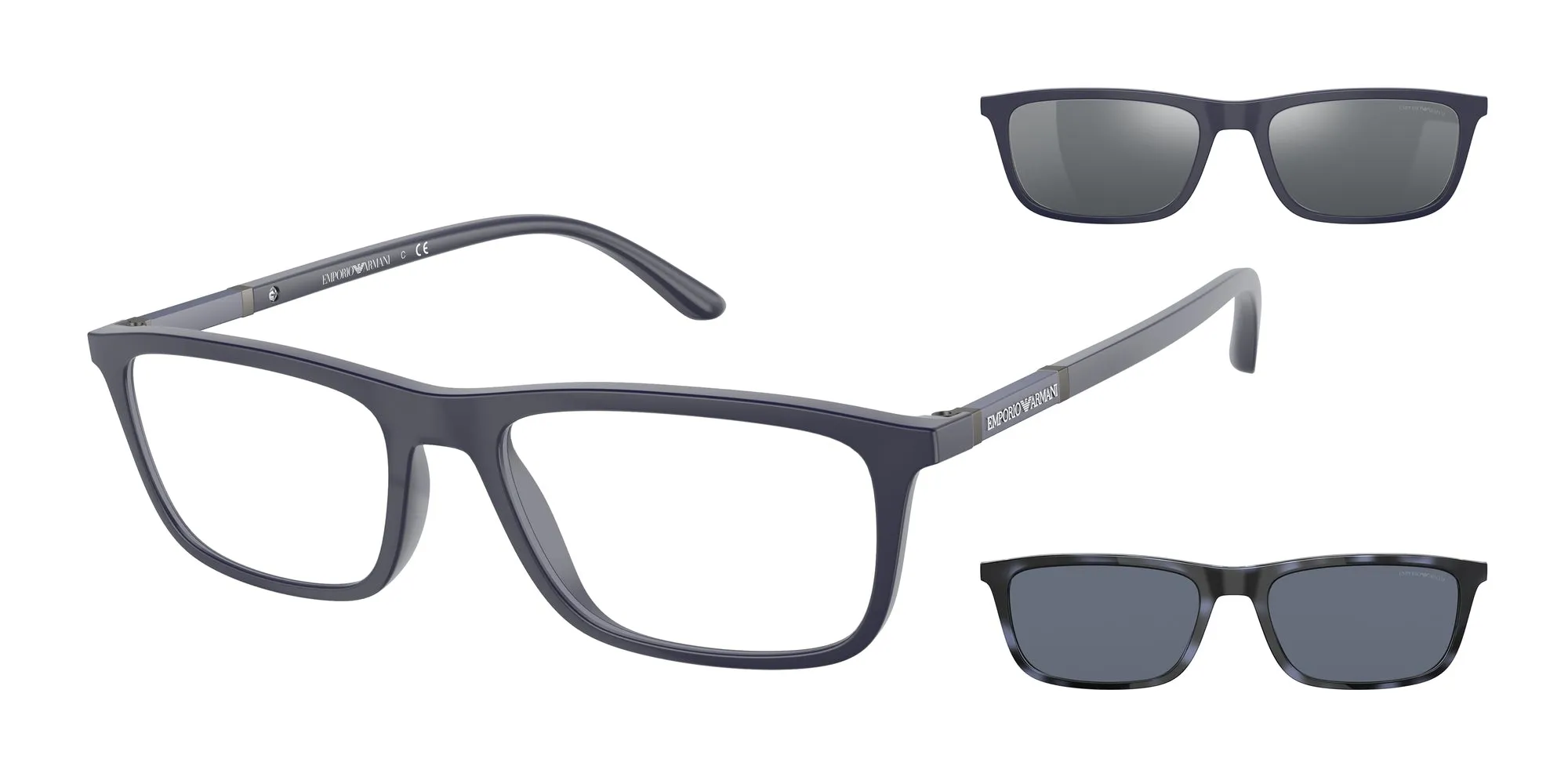 Emporio Armani EA4160 50881W Occhiali da sole Iniettato Blu Trasparente Squadrata Normale Clip-on