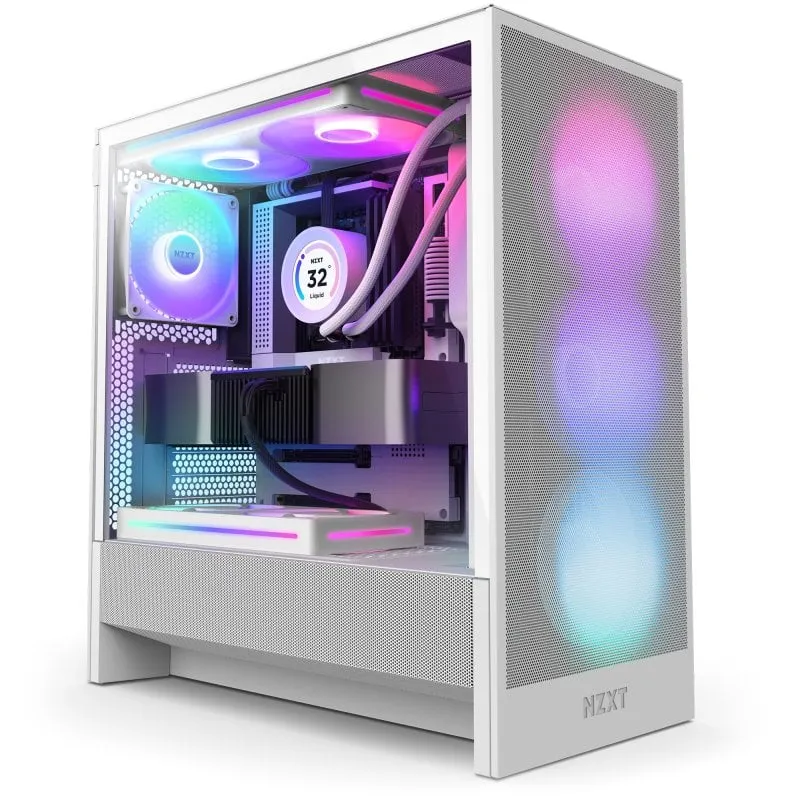 NZXT H5 Flow RGB 2024 Midi Tower E-ATX vetro temperato USB-C bianco