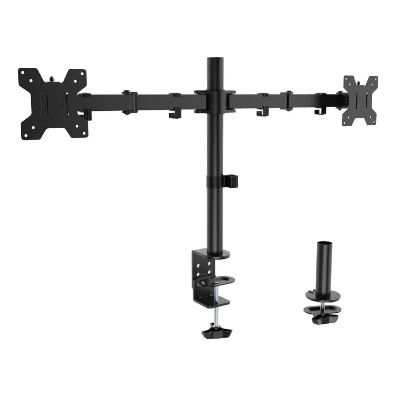 AISENS Eco supporto da tavolo rotante e inclinabile per monitor/TV 10kg (3 Perni, 2 Bracci) da 17-32, Nero