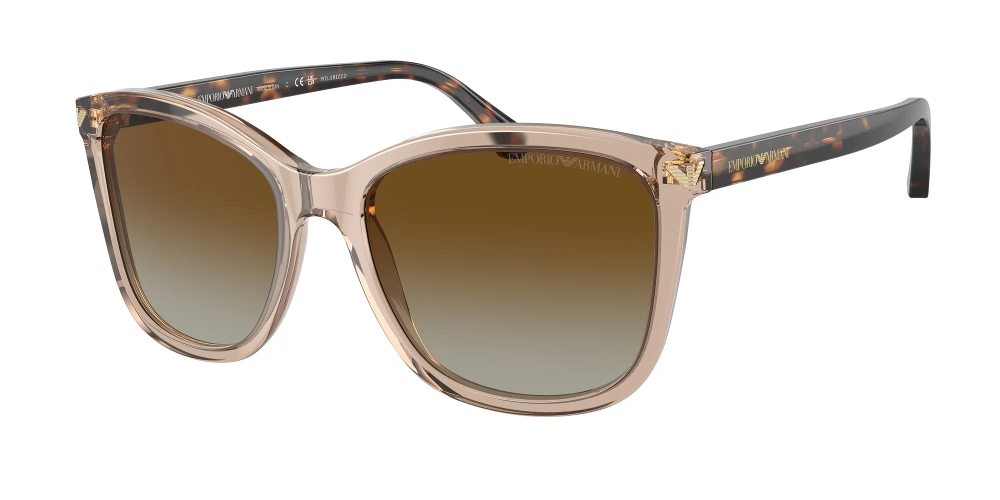 Emporio Armani EA4060 5850T5 Occhiali da sole Acetato Marrone Marrone Squadrata Polarizzata Sfumato
