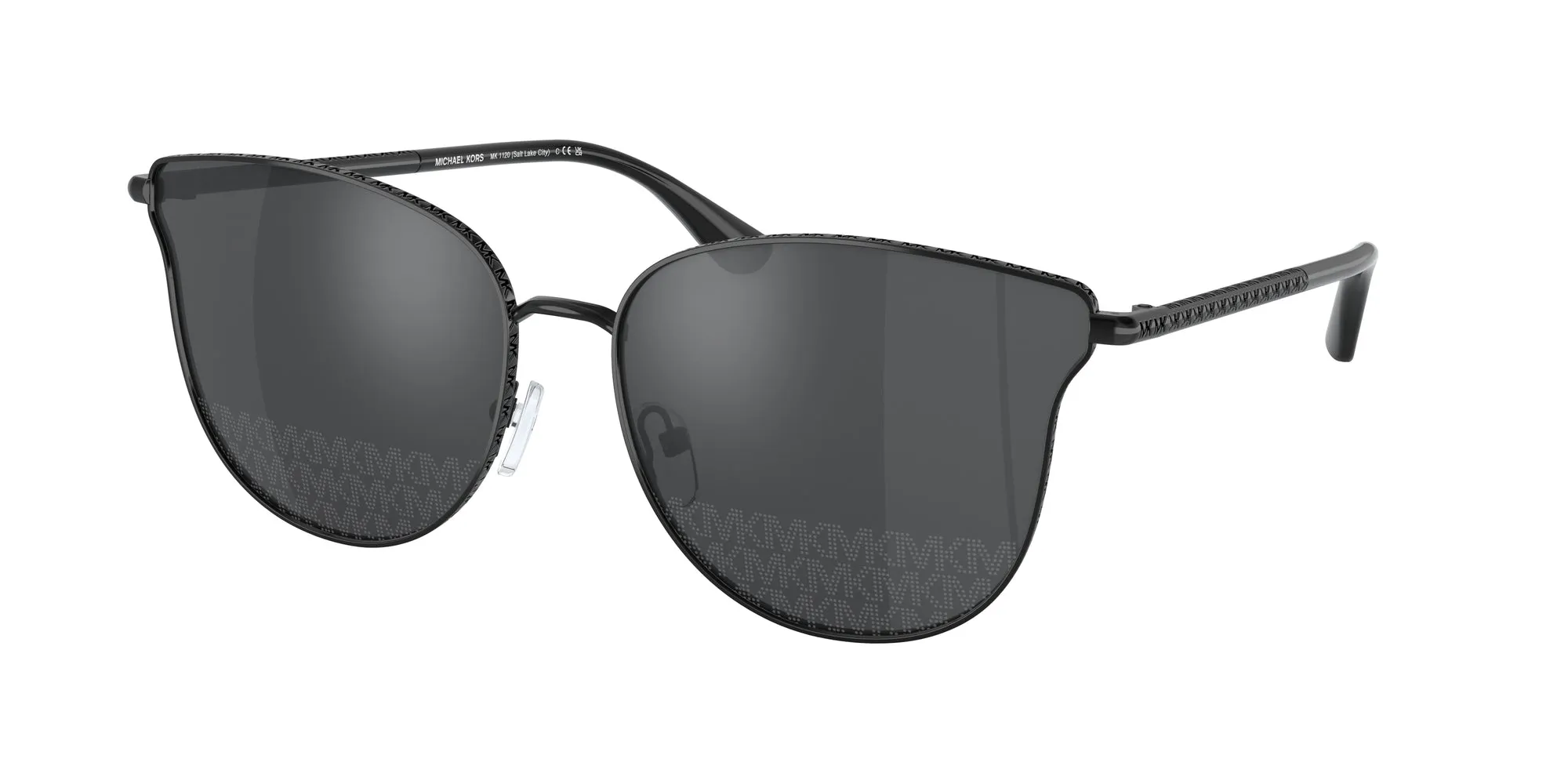 Michael Kors MK1120 SALT LAKE CITY 10056G Occhiali da sole Metallo Nero Grigio Rotonda Normale Specchiato