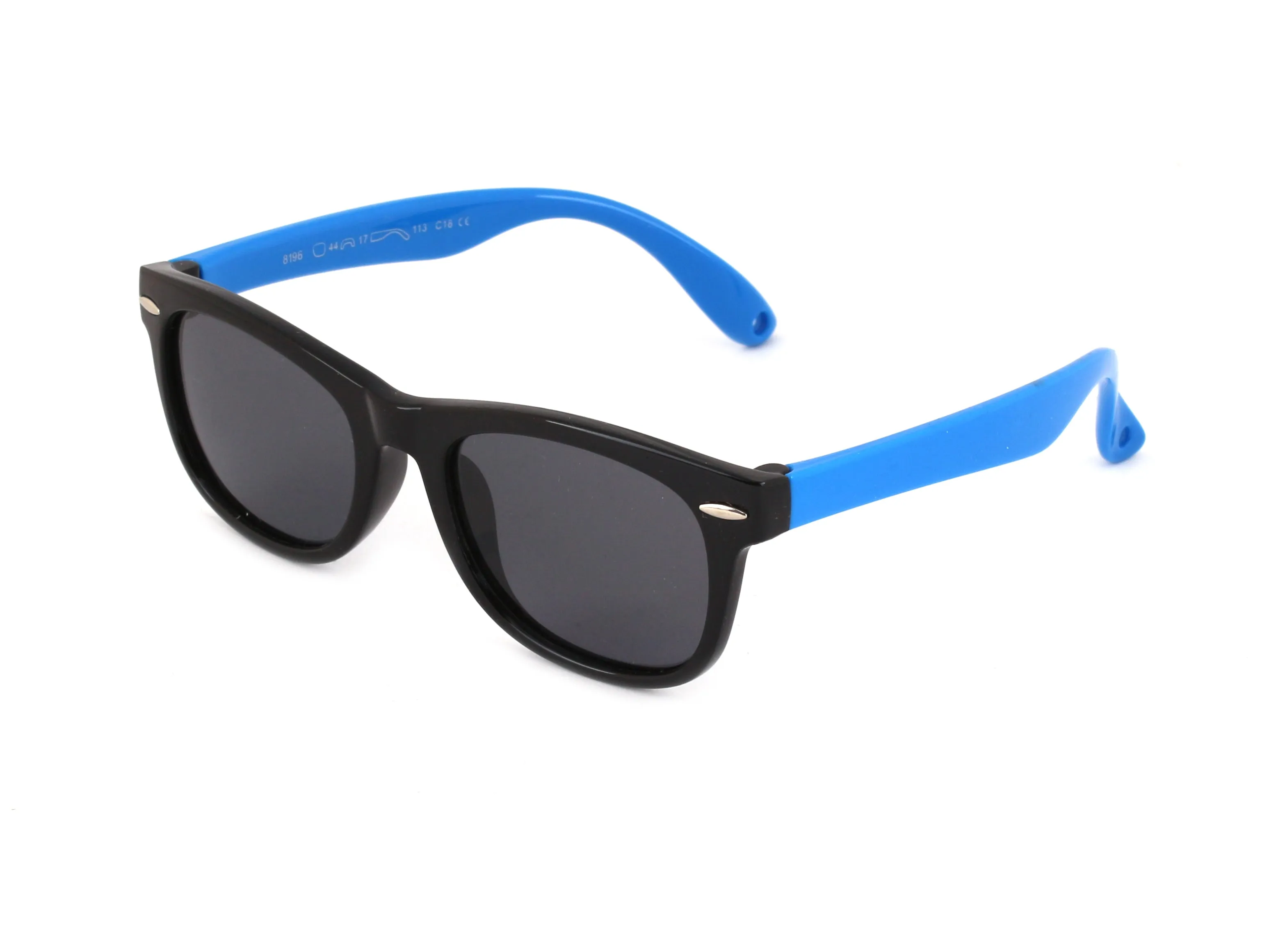EXIT Bambino OCCH. SOLE BAMB. PLAST. S8196 C.18 NERO LUC.- AZZURRO/FUMO *3P Occhiali da sole bambino Plastica Nero Grigio Rotonda Polarizzata