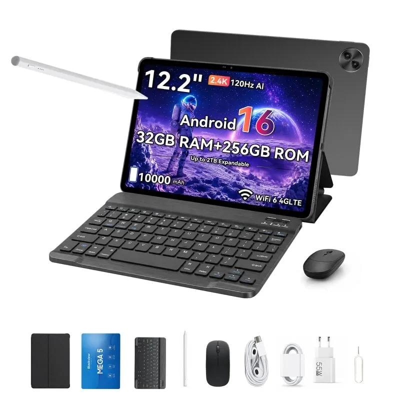 Tablet Blackview Mega 5 4G 12,2" 8GB 256GB Grigio con Teclado e Stylus Pen