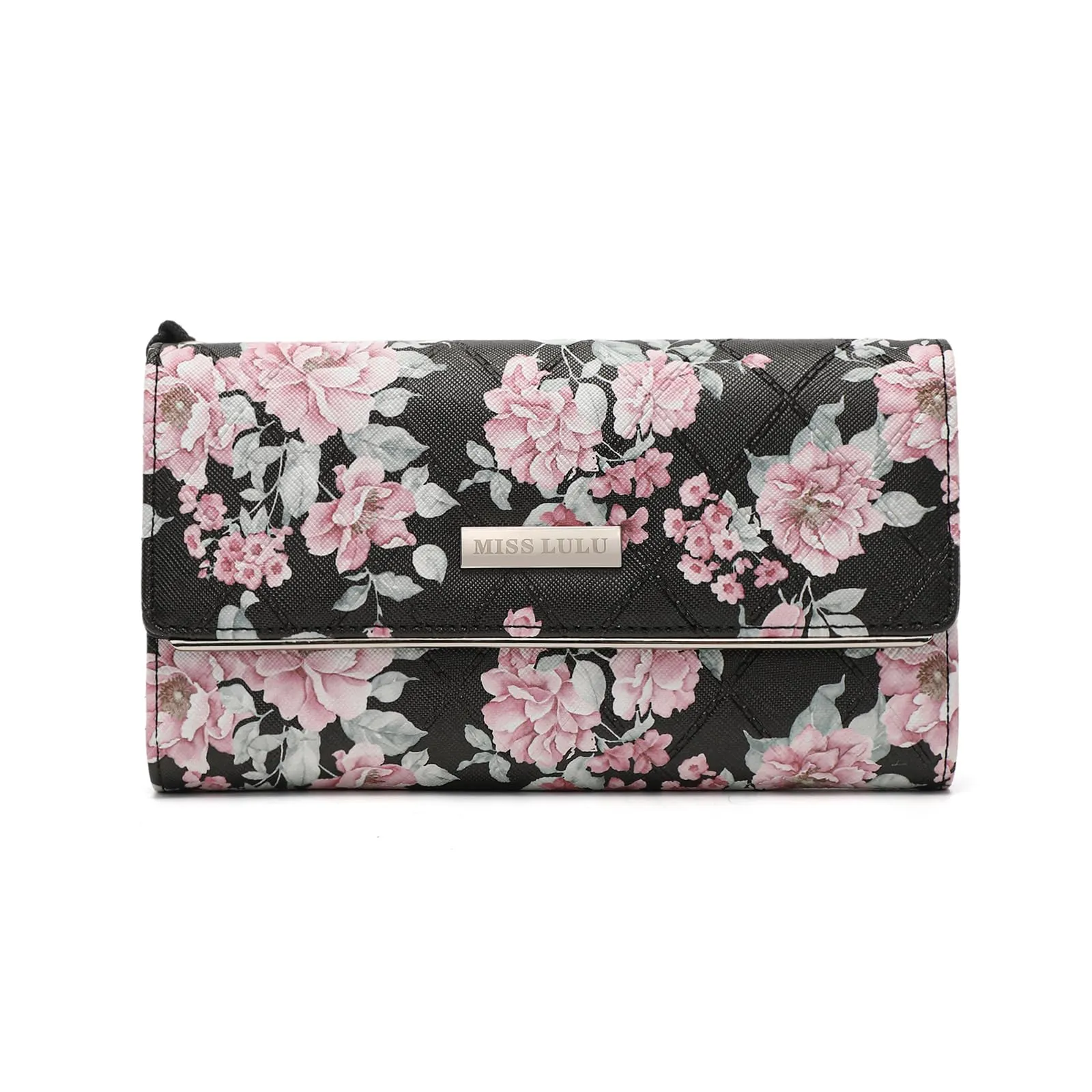 Miss Lulu Portafoglio Donna, Portafoglio Donna Grande, Con 12 Scomparti Per Carte e Tasca Per Monete e Finestra Per Foto in Pelle PU