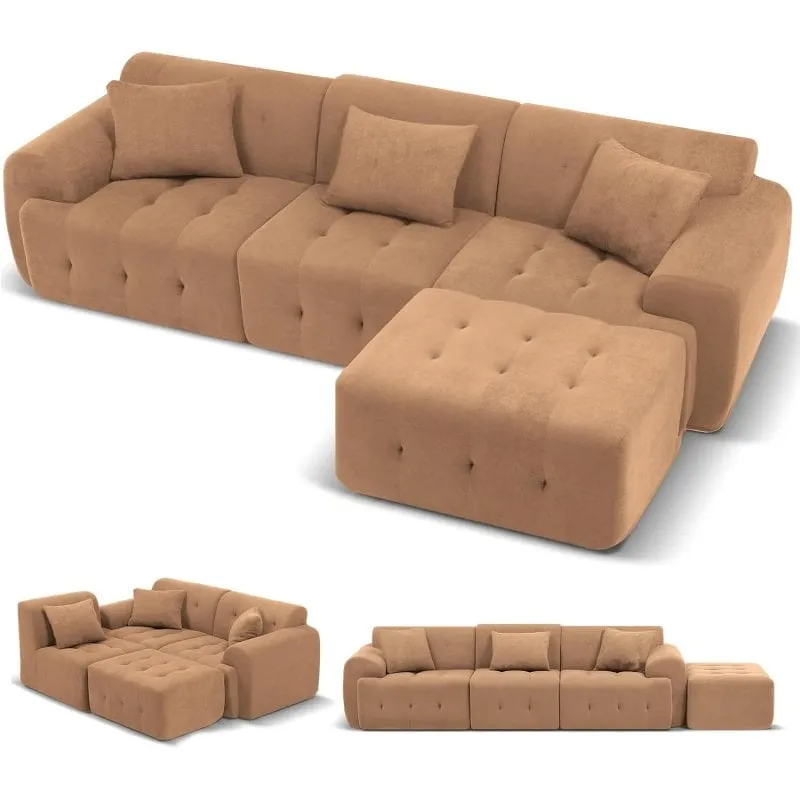Divano angolare GTPLAYER Modulare 245 x 60 x 40 cm Funzione Letto Marrone