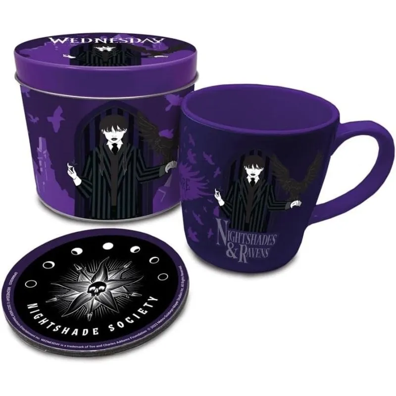 Set Regalo Wednesday Pyramid Nightshades & Ravens Tazza 315 ml con Sottobicchiere e Scatola