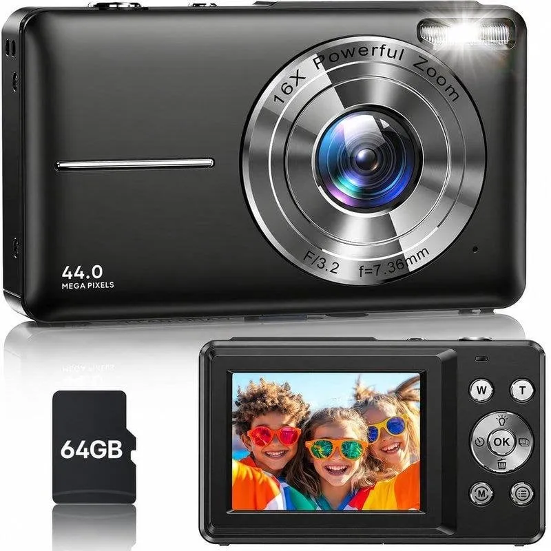 Fotocamera Compatta Digisand 44MP Zoom 16x USB-C Nero