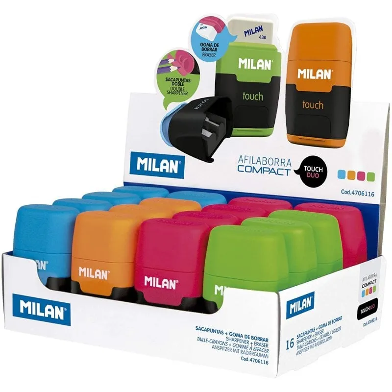 Milan Compact Touch Box da 16 Temperamatite Duo Colori Assortiti