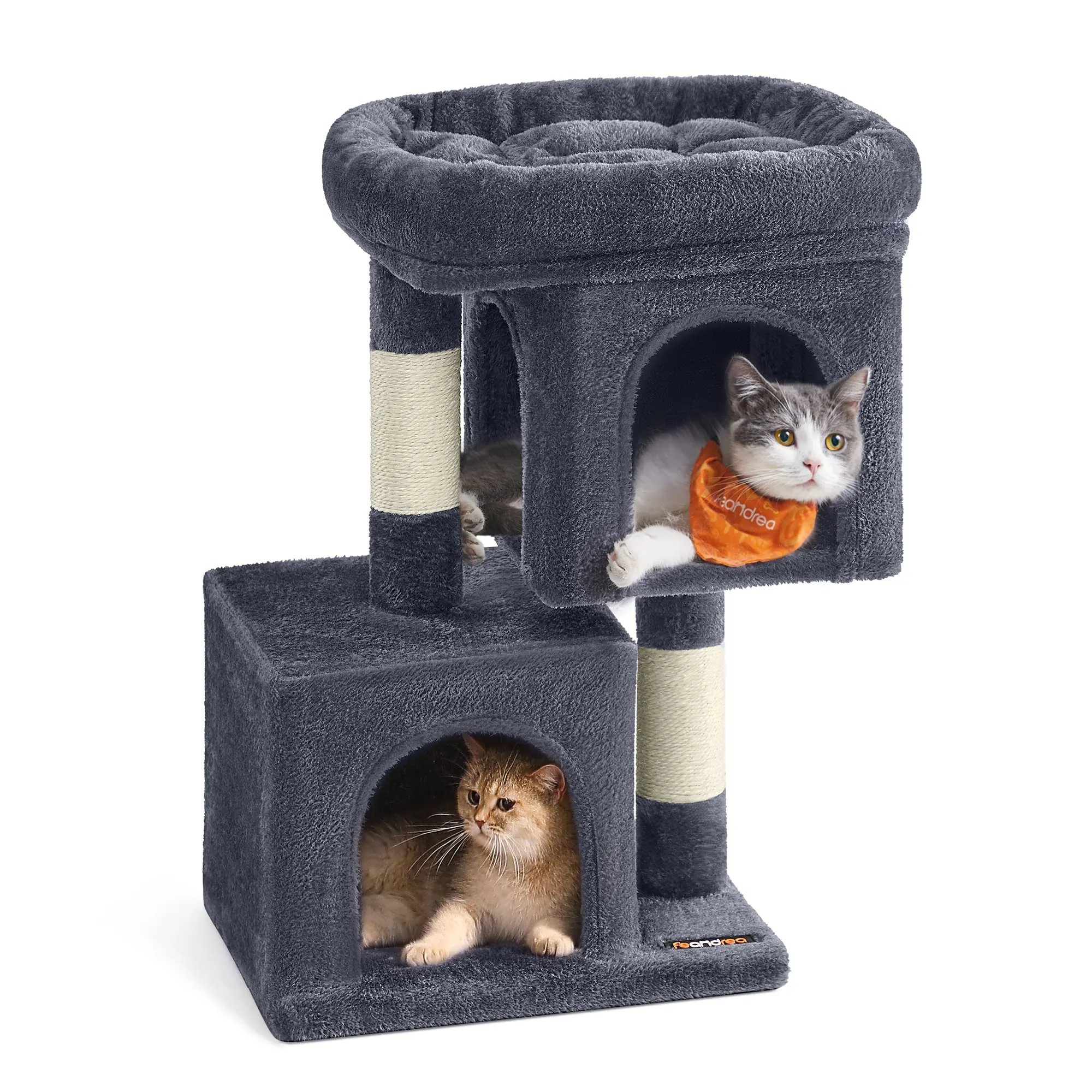 Feandrea Albero per Gatti, Tiragraffi Torre, S, 65 cm, 2 Grotte