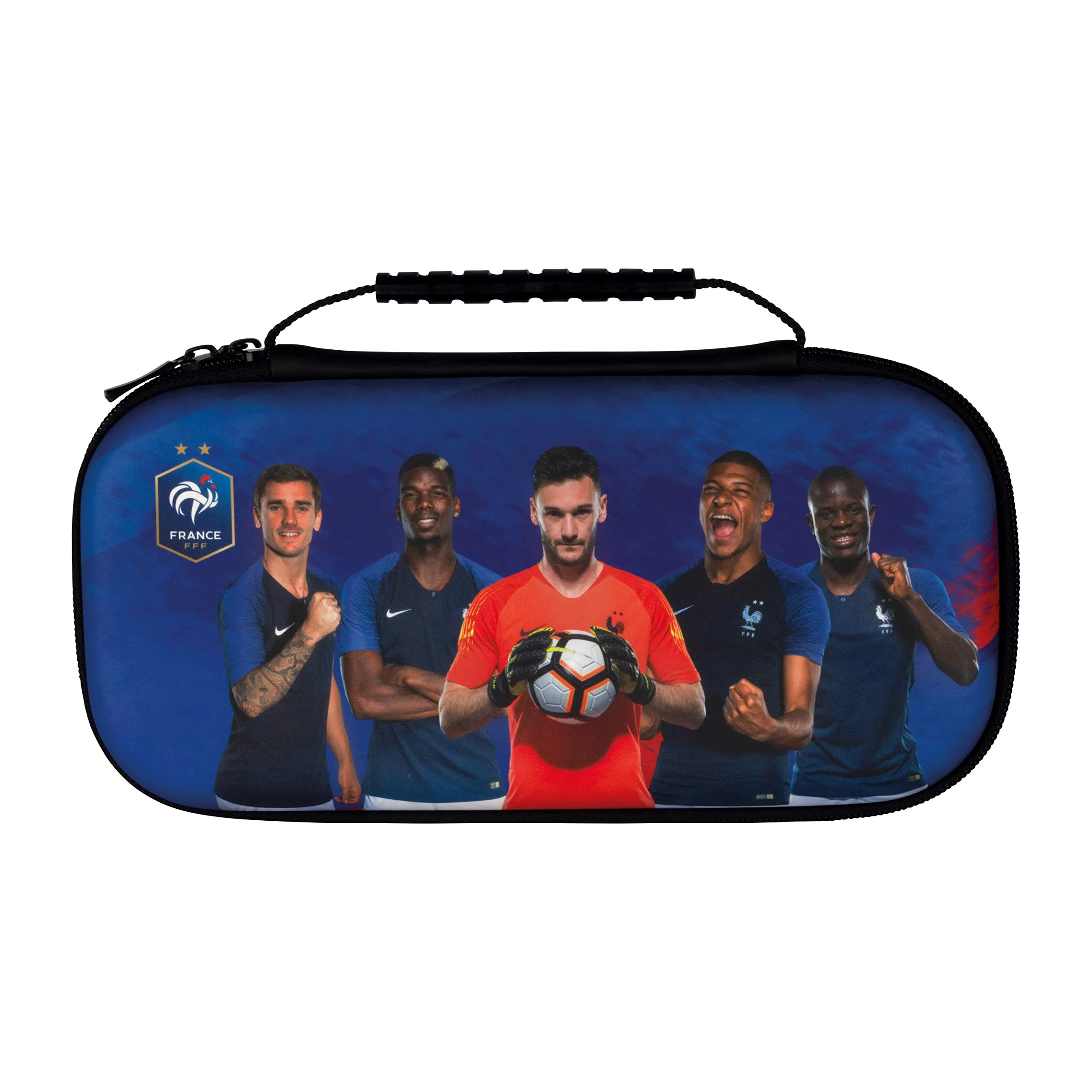 Konix FFF Custodia di protezione e trasporto Nintendo Switch, Switch Lite e Switch OLED - Alloggio 8 giochi - Design squadra di calcio della Francia