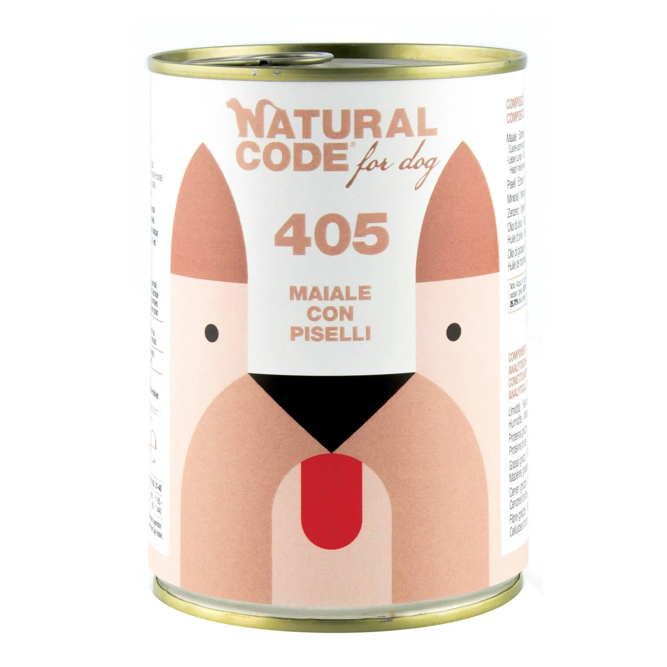 Natural code 405 for dog maiale con piselli
