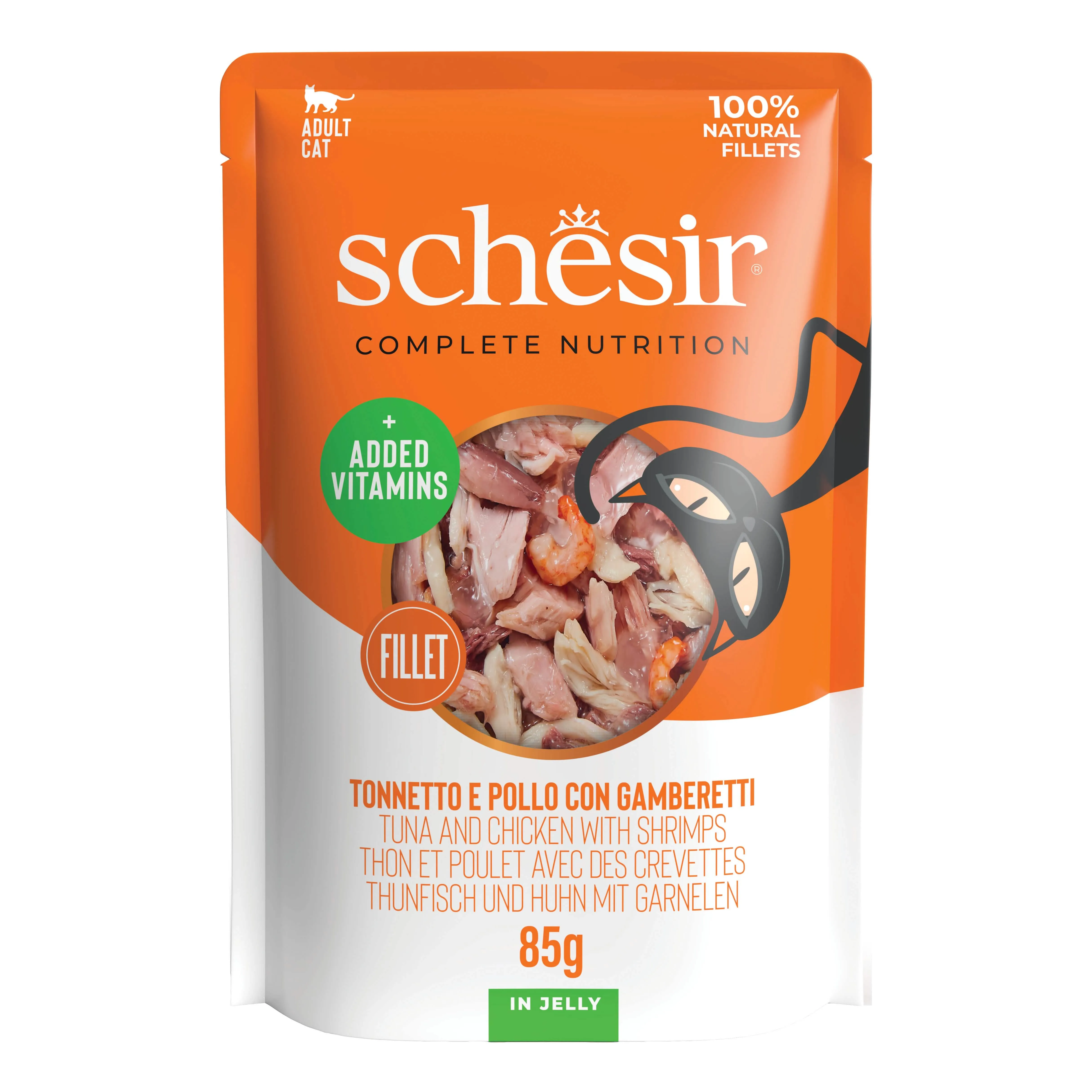 Schesir cat tonno pollo gamberi 85g