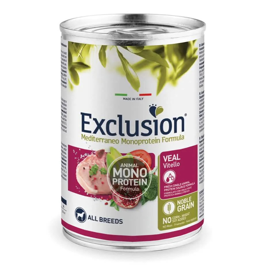 Exclusion mediterraneo monoprotein noble grain adult veal all breeds 400g