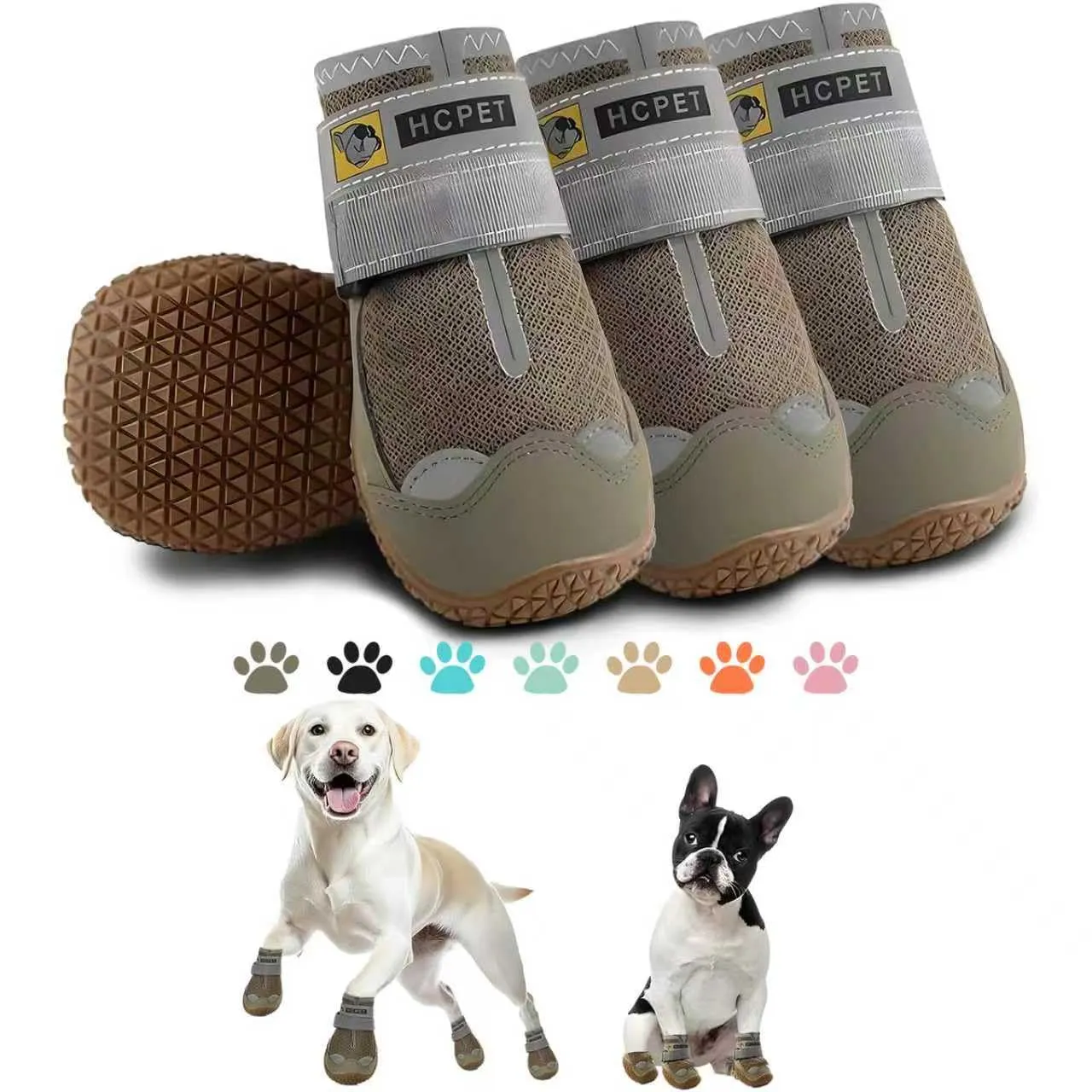 Hcpet Stivali per cani traspiranti per cani di taglia piccola, media e grande, antiscivolo, protezione per zampe con cinghie riflettenti, 4 pezzi