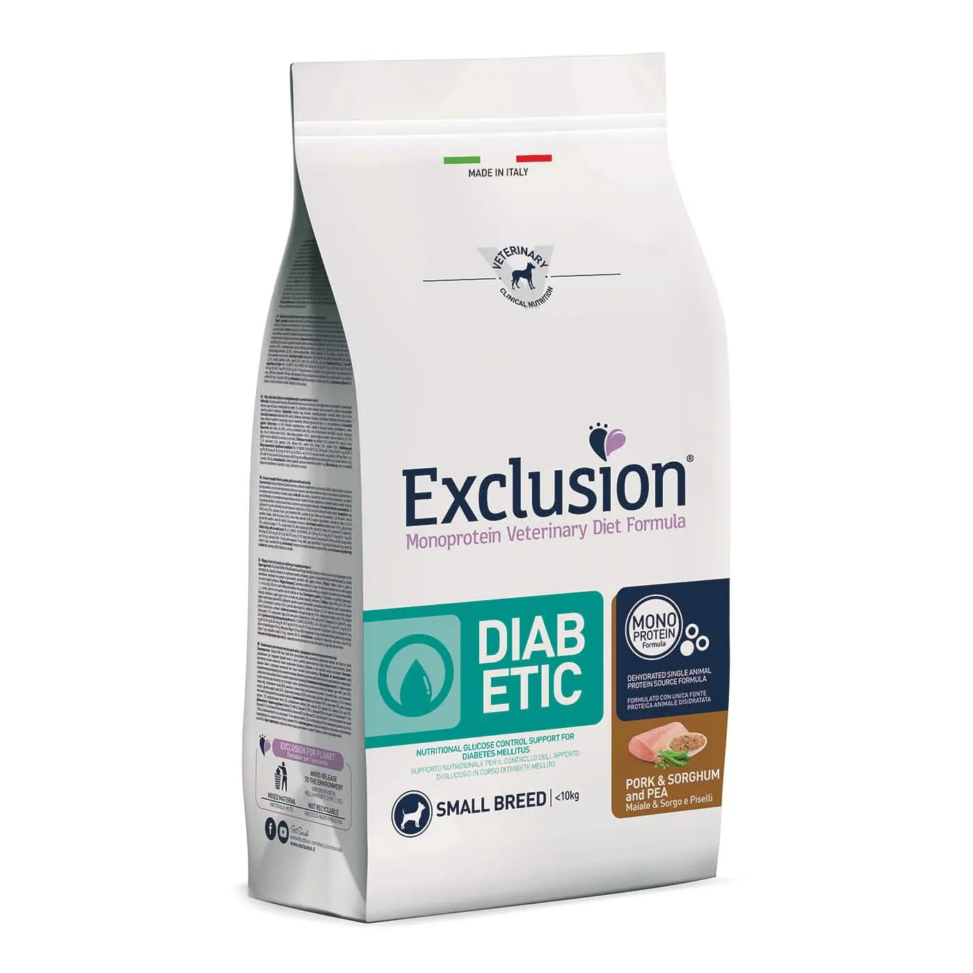 Exclusion monoprotein veterinary diet formula diabetic pork&sorghum and pea small 2 kg