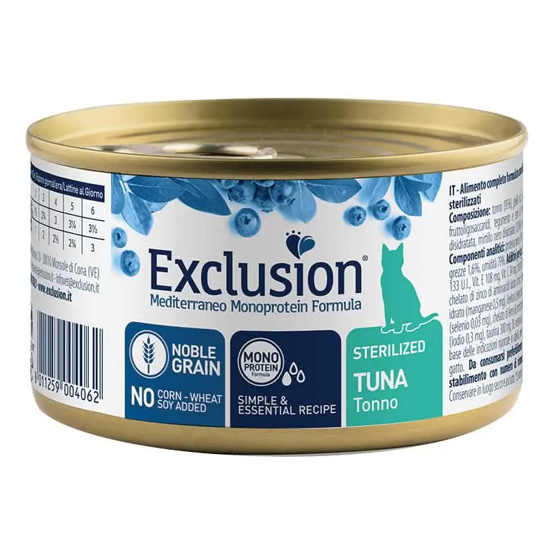 Exclusion mediterraneo monoprotein noble grain sterilized tuna 85 g