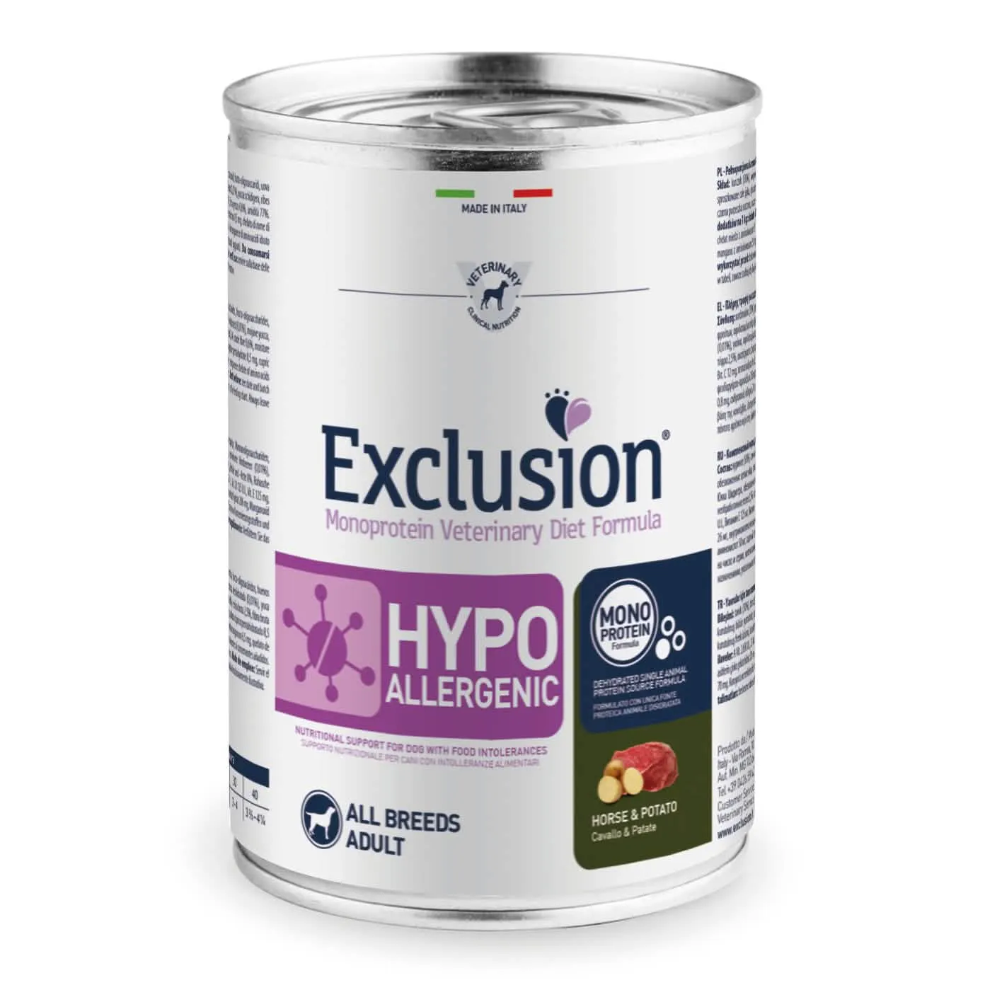 Exclusion monoprotein veterinary diet formula hypoallergenic horse and potato all breeds 400 g