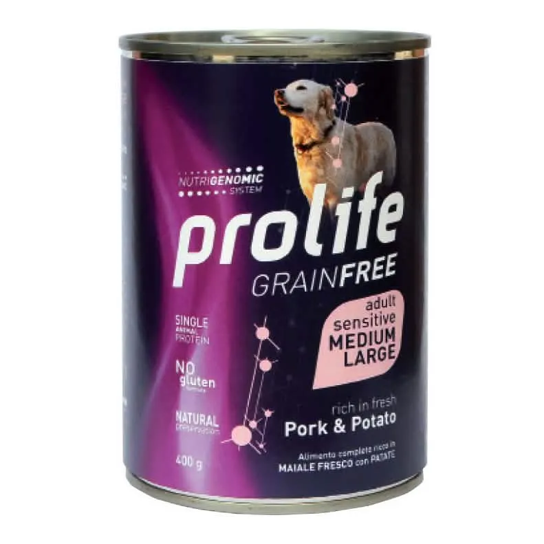 Prolife dog grain free adult pork & potato medium/large 400 g