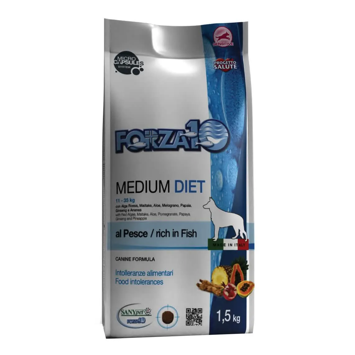 Forza10 medium diet con pesce per cani di media taglia microcapsules 1,5 kg