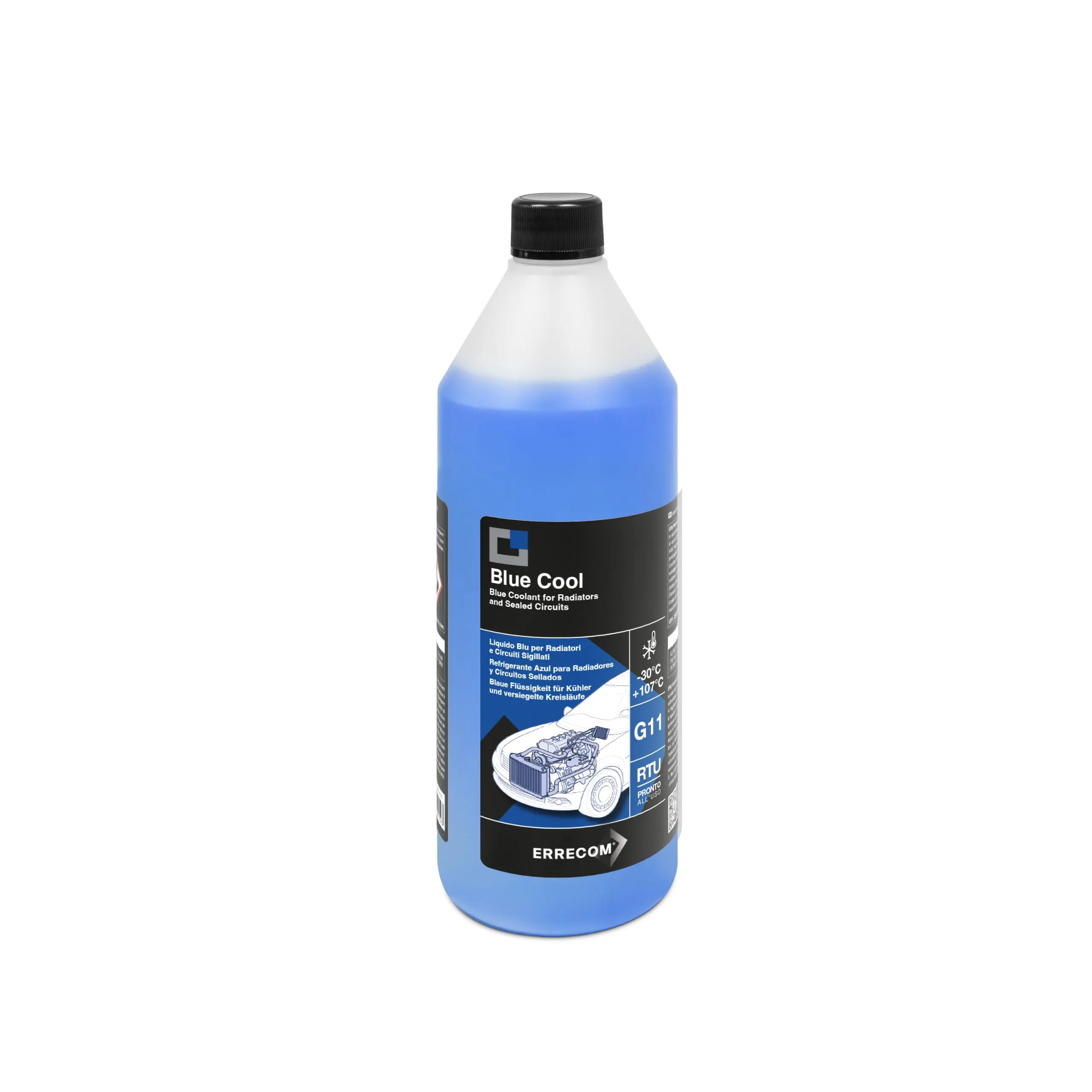 ERRECOM Blue Cool, Liquido Radiatore Blu -30°C/+107°C, antigelo G11 con Pacchetto inibitore Nap Free, Pronto all’Uso, 1 Litro