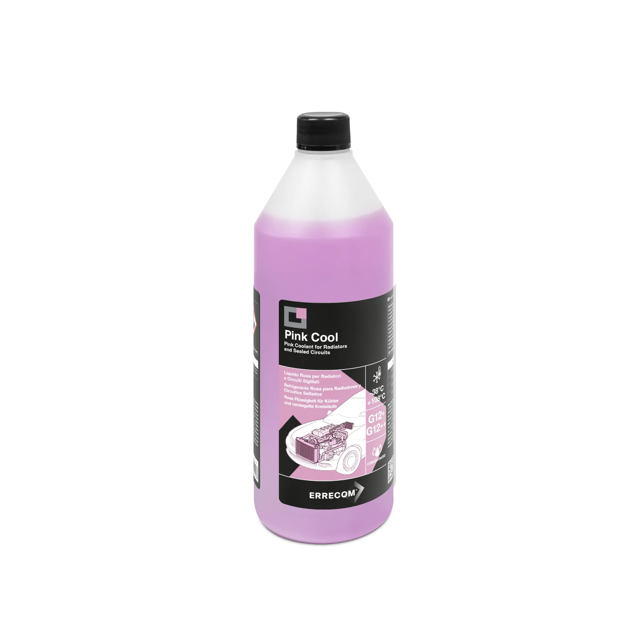 ERRECOM Pink Cool, Liquido Radiatore Rosa Concentrato, antigelo G12+, G12 ++ con Pacchetto inibitore Si-Oat 100% silanizzato, 1 Litro