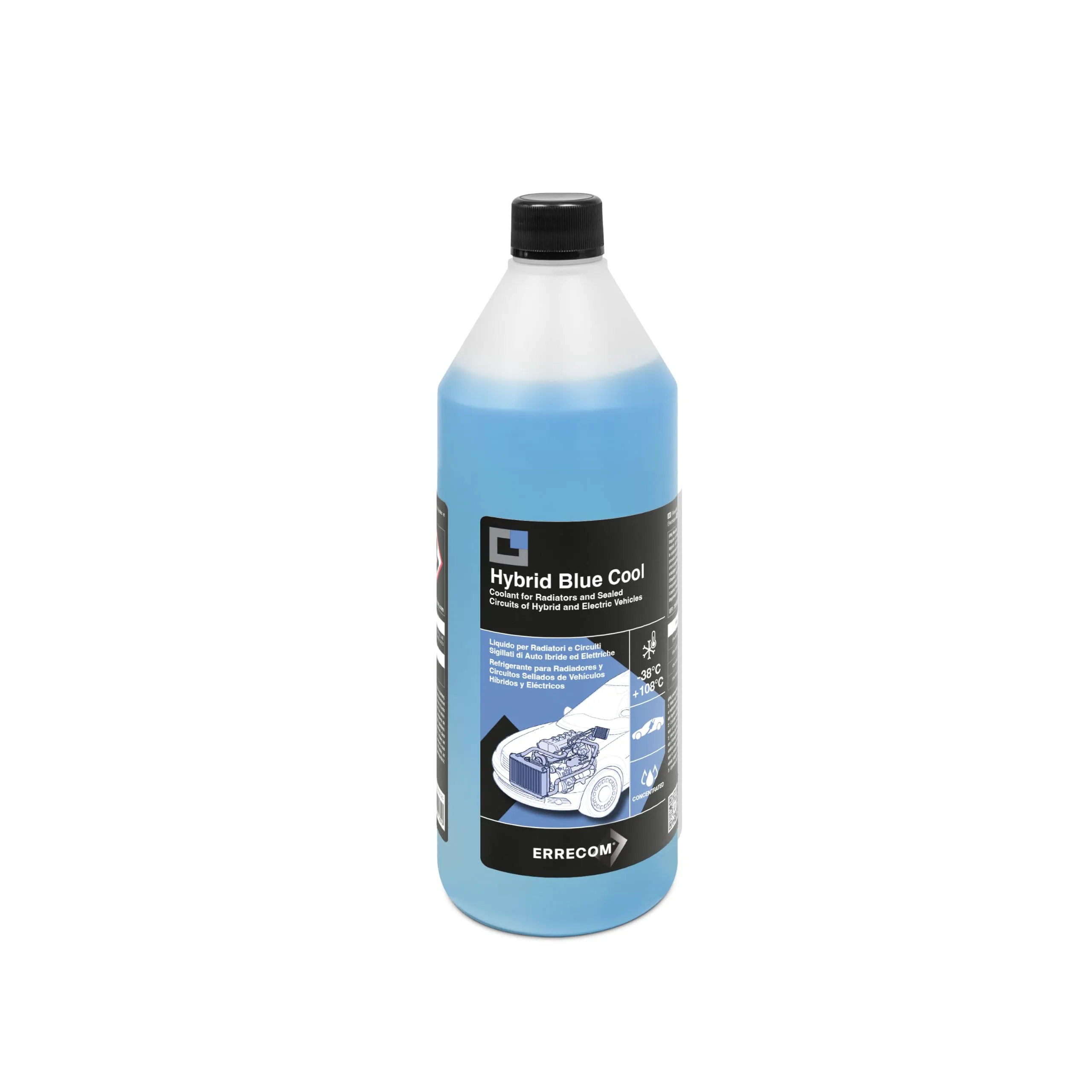 ERRECOM Hybrid Blue Cool, Liquido Radiatore Concentrato per Auto Ibride ed Elettriche, antigelo con Pacchetto inibitore Oat con fosfati, 1 Litro