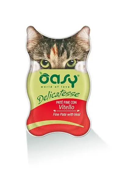Oasy wet cat delicatesse pate' con vitello 85 g