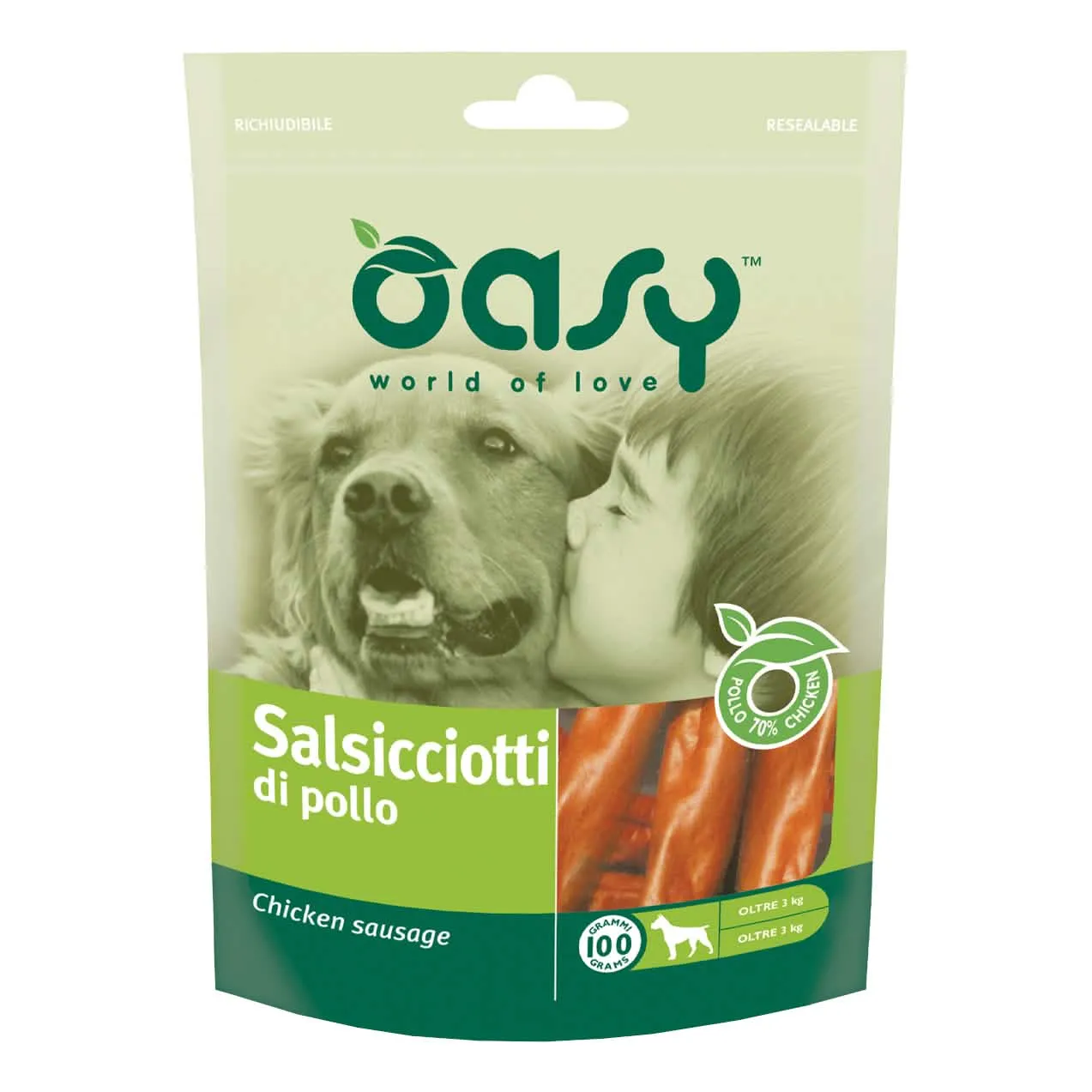Oasy snack salsicciotti di pollo 100 g