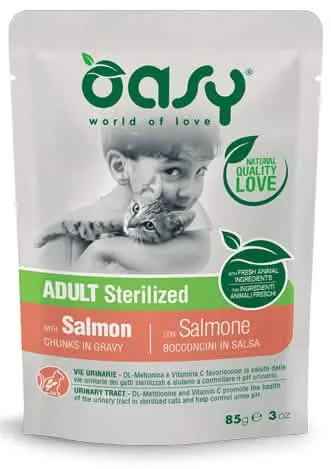 Oasy wet cat bocconcini adult sterilized salmon 85 g