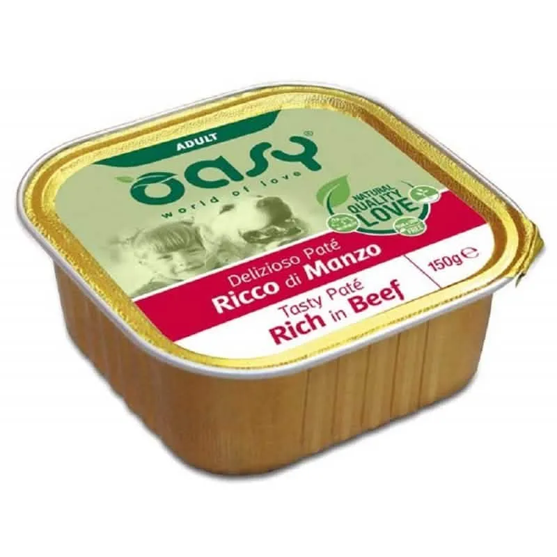 Oasy wet dog delizioso pate' manzo 150 g