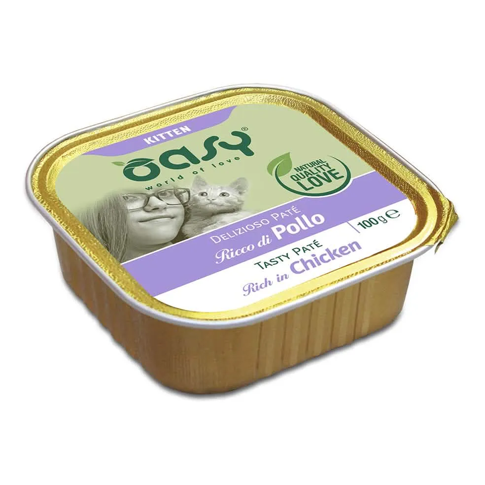 Oasy wet cat delizioso pate' per gattini pollo 100 g