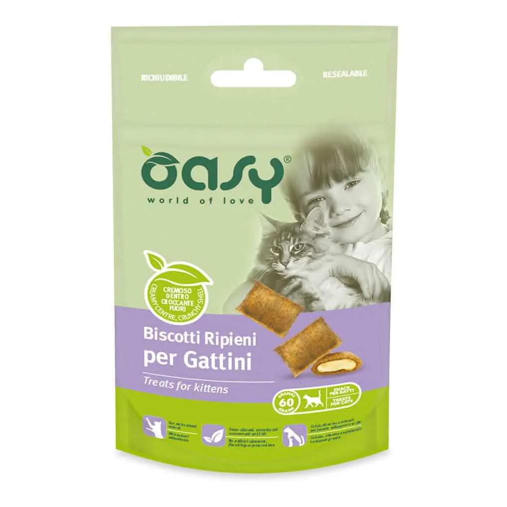 Oasy snack cat biscotti ripieni per gattini 60 g