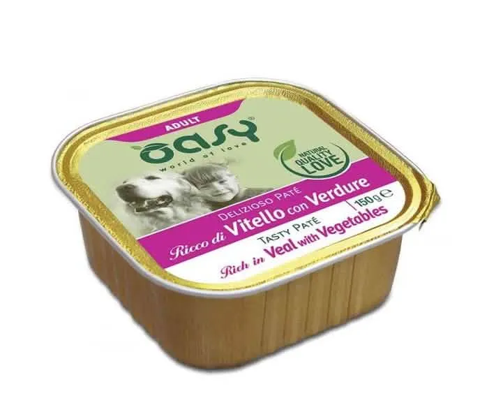 Oasy wet dog delizioso pate' adult vitello con verdure 150 g