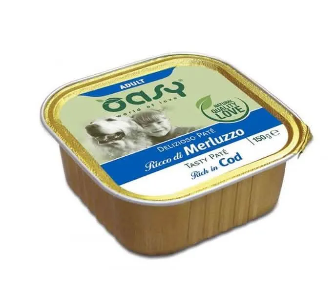 Oasy wet dog delizioso pate' adult merluzzo 150 g