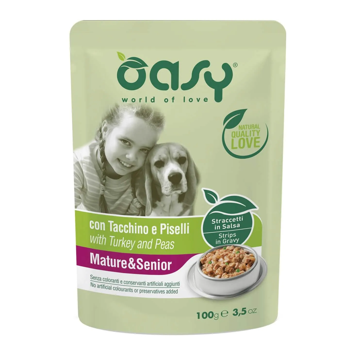 Oasy wet dog straccetti mature & senior tacchino e piselli 100 g