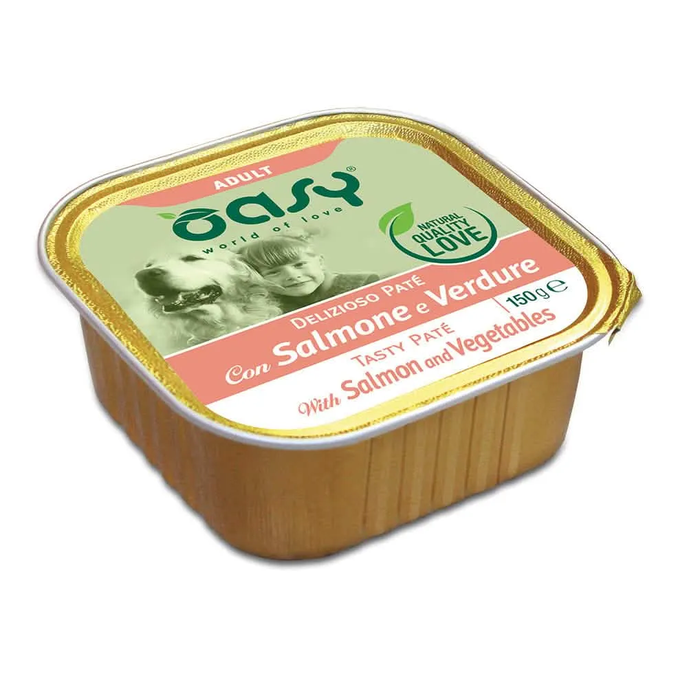 Oasy wet dog delizioso pate' adult salmone e verdure 150 g
