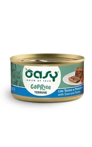 Oasy wet cat caprice terrina con tonno e pomodoro lattina 85 g