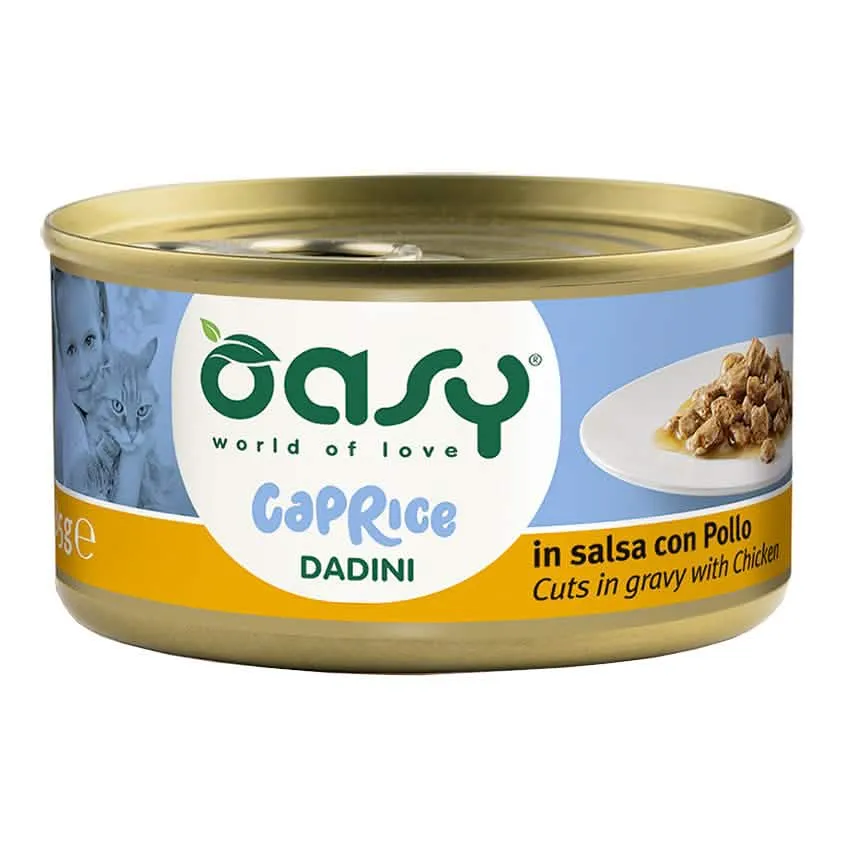 Oasy wet cat caprice dadini con pollo lattina 85 g
