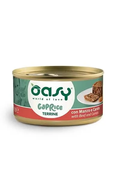 Oasy wet cat caprice terrina con manzo e carote lattina 85 g