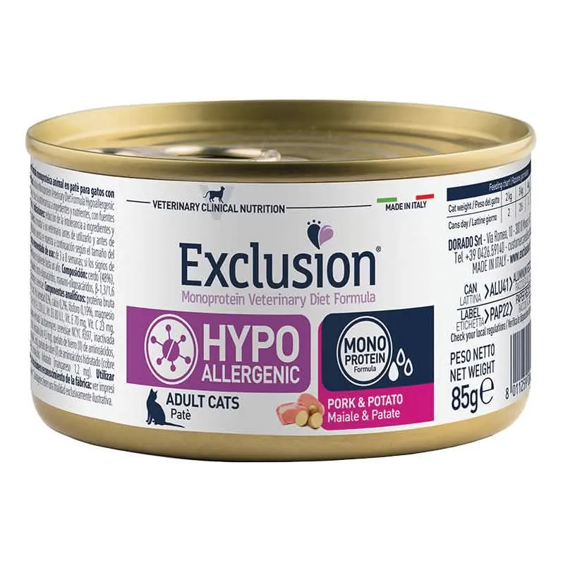 Exclusion monoprotein veterinary diet formula hypoallergenic pork & potato 85 g