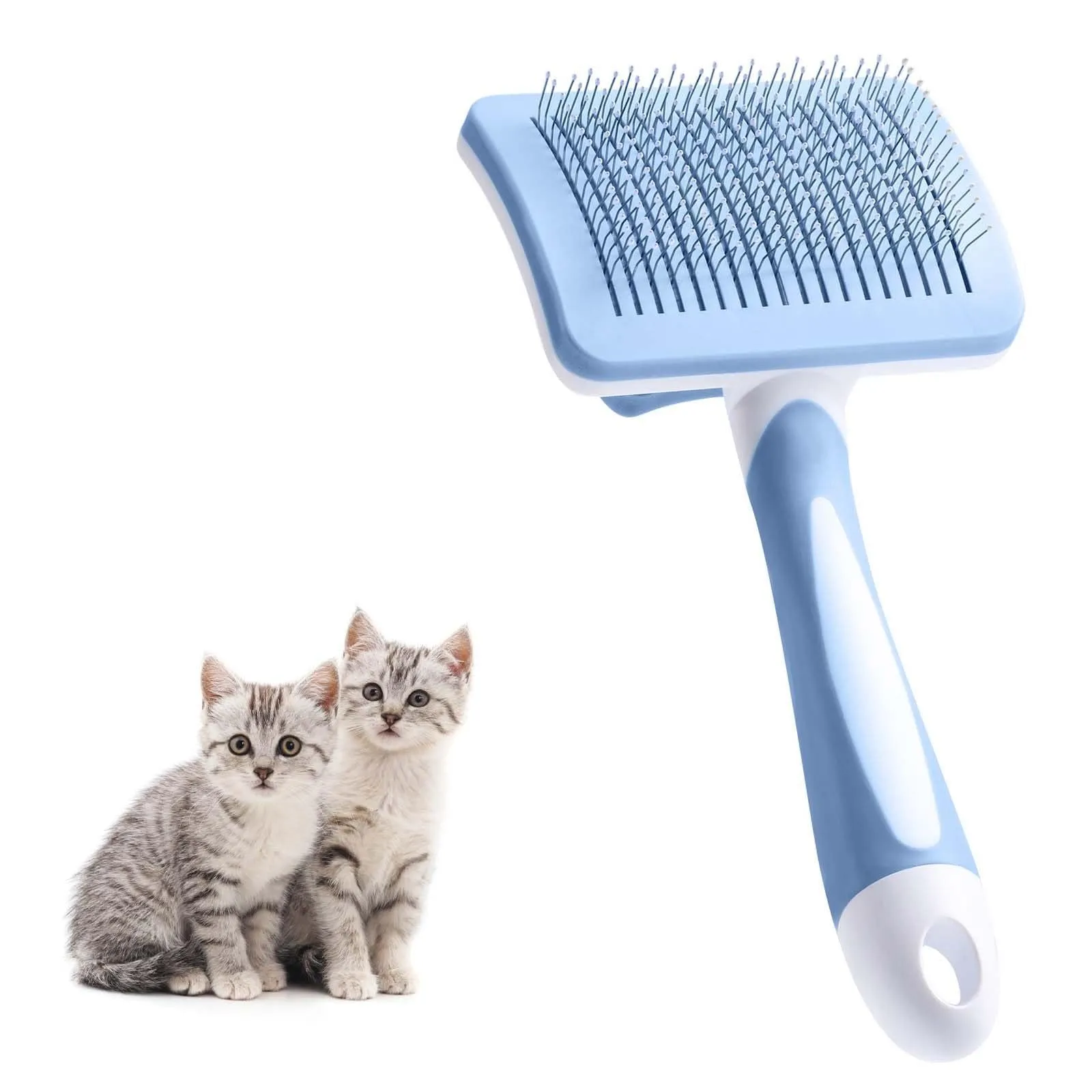 Vinabo Spazzola per Gatti e Cani Autopulente,Pelo Corto e Lungo,Animali-Blu